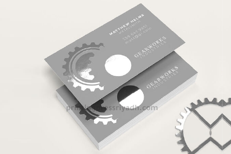business card with metallic foiling