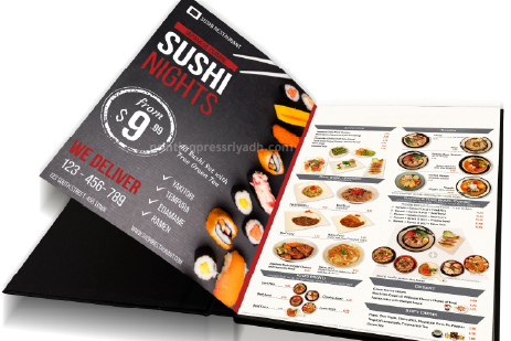 menu with perfect binding menu